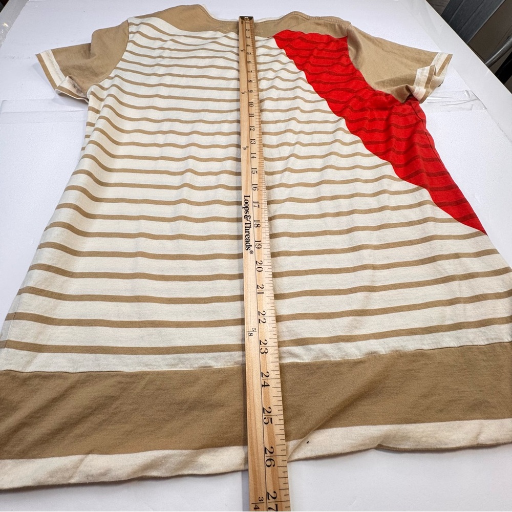 BALENCIAGA Stripe T-Shirt Women’s Size XL Brown Cotton Stretch Crewneck Casual - Picture 12 of 12